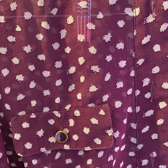 1990’s Vintage purple polka dot button up blouse - Picture 3 of 4